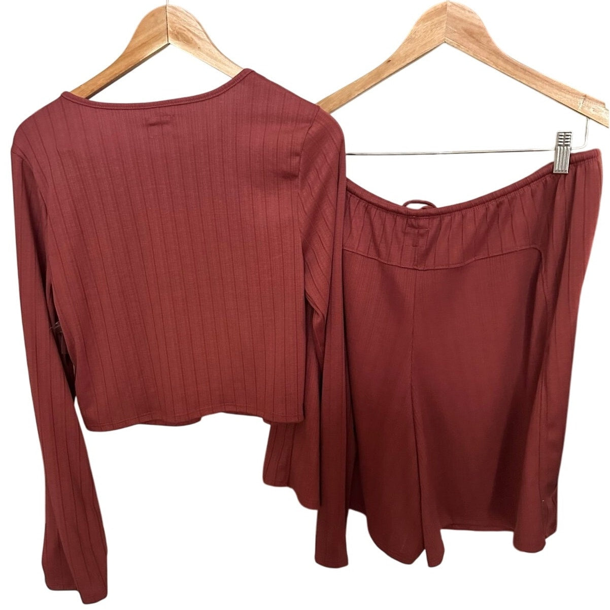 New FREE PEOPLE free-est Monica Cardigan Short Set $88 SMALL Brick Red