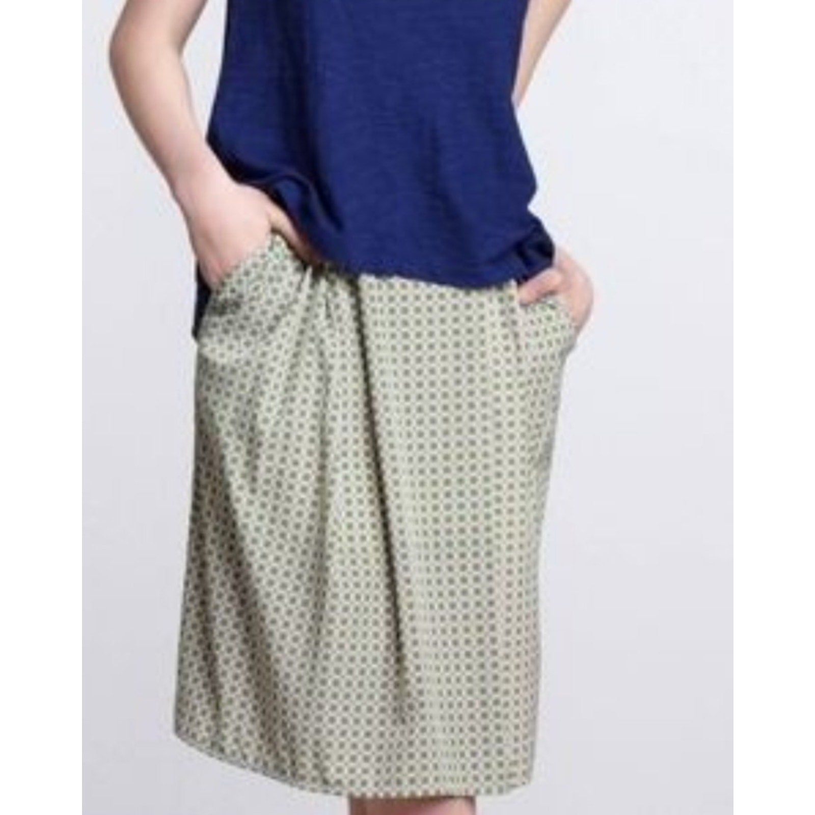 NEW Anthropologie O by Organic Geometric Tiled Pleated Skirt $118 Size 4 Green