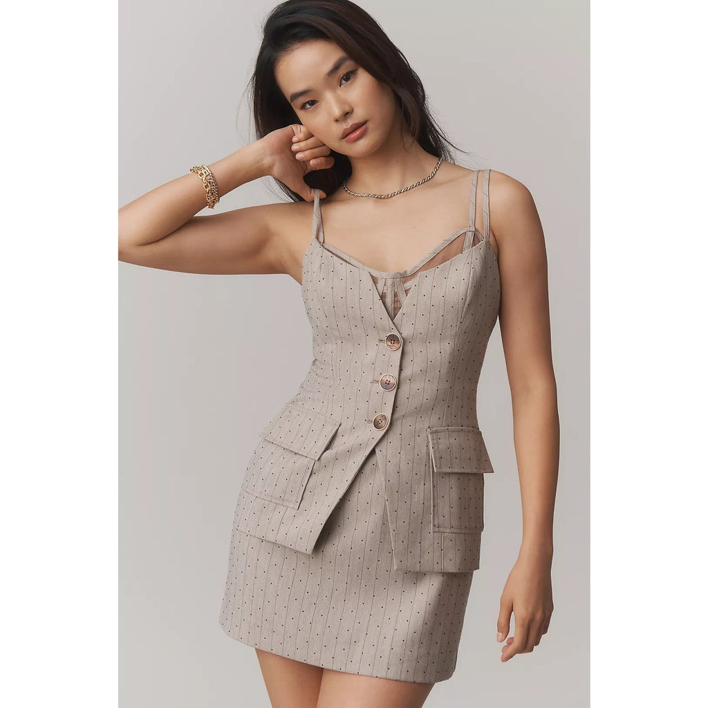 Anthropologie Maeve Structured Blazer Mini Dress SMALL Neutral Anthropologie
