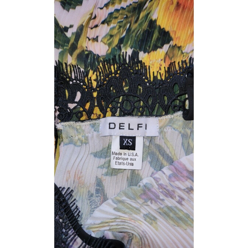 New Anthropologie x Delfi Sunglow Pleated Floral Slip Dress Retail $278 XS Lace