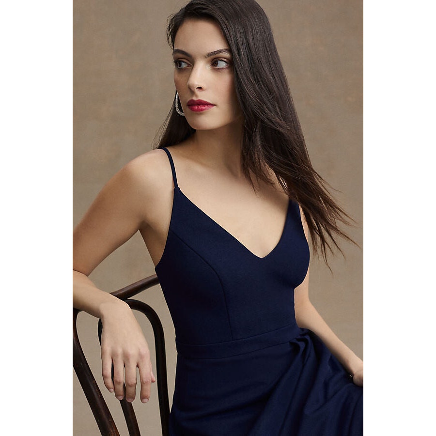 New Anthropologie BHLDN Lyra V-Neck Faux-Wrap Stretch Crepe Dress $198 SZ 22