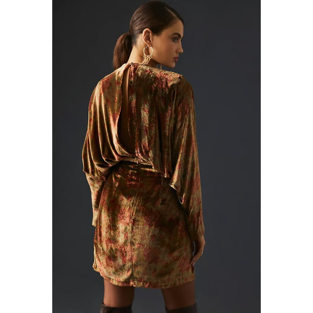 New Anthropologie Mes Demoiselles V-Neck Velvet Dress $480 SIZE 36 US 4 Floral