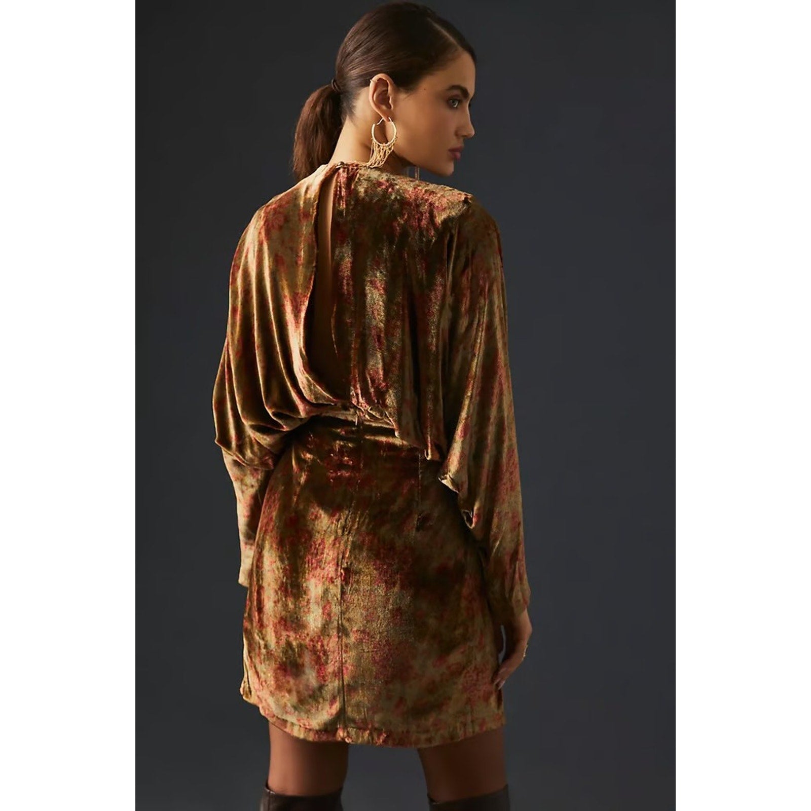 New Anthropologie Mes Demoiselles V-Neck Velvet Dress $480 SIZE 36 US 4 Floral