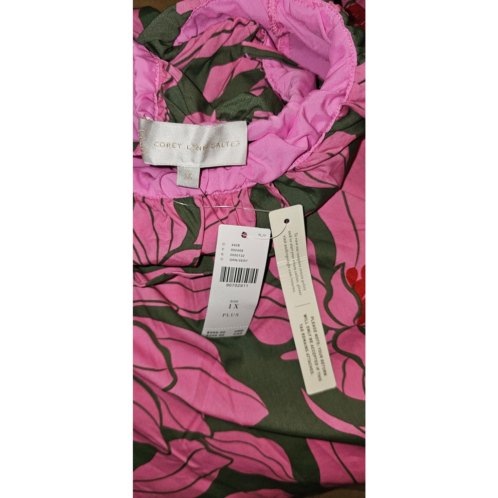 Anthropologie Corey Lynn Calter Tie-Shoulder Tiered Midi Dress $268 PLUS 1X