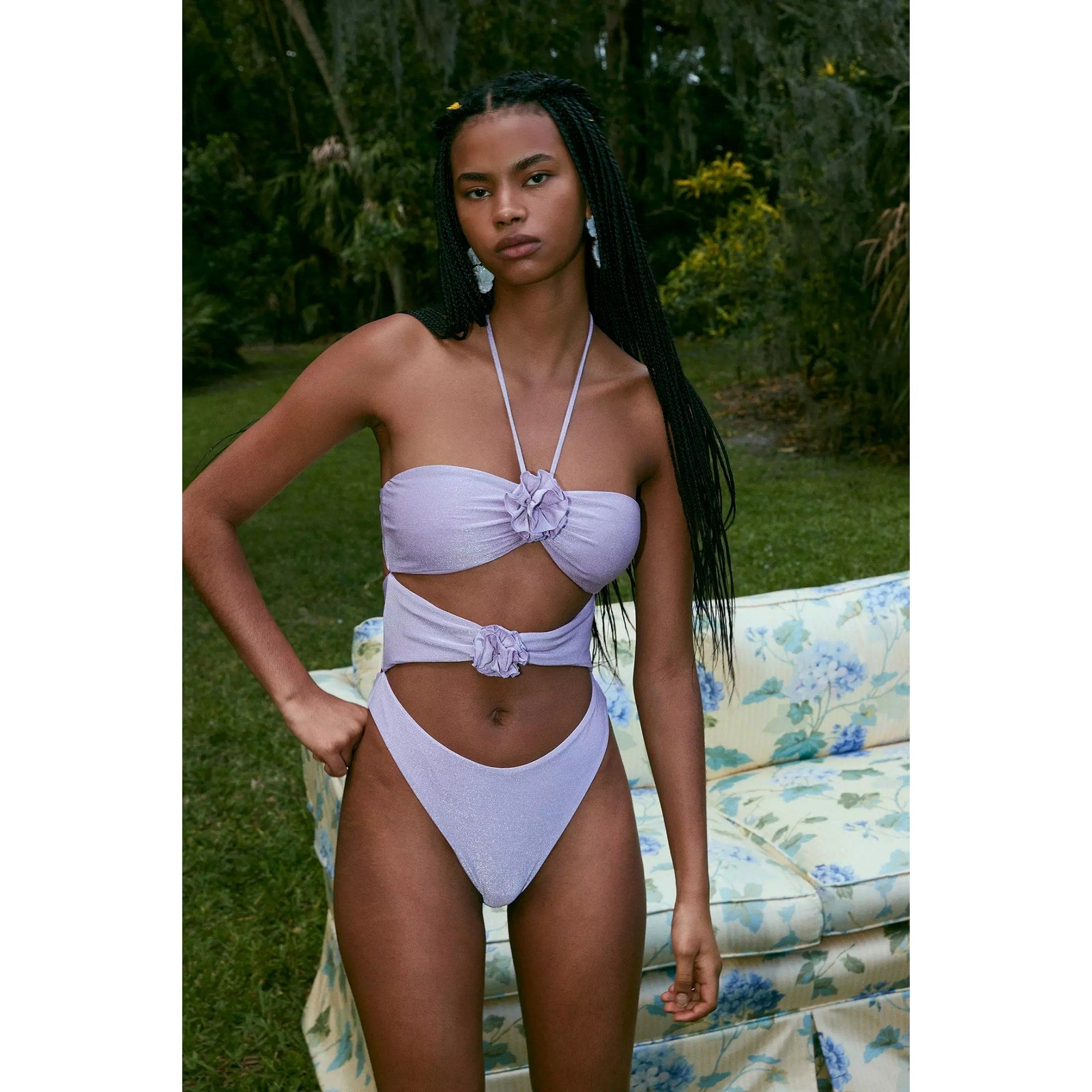URBAN OUTFITTERS Capittana Josefina One Piece Swimsuit LARGE Lila Urban Outfitters