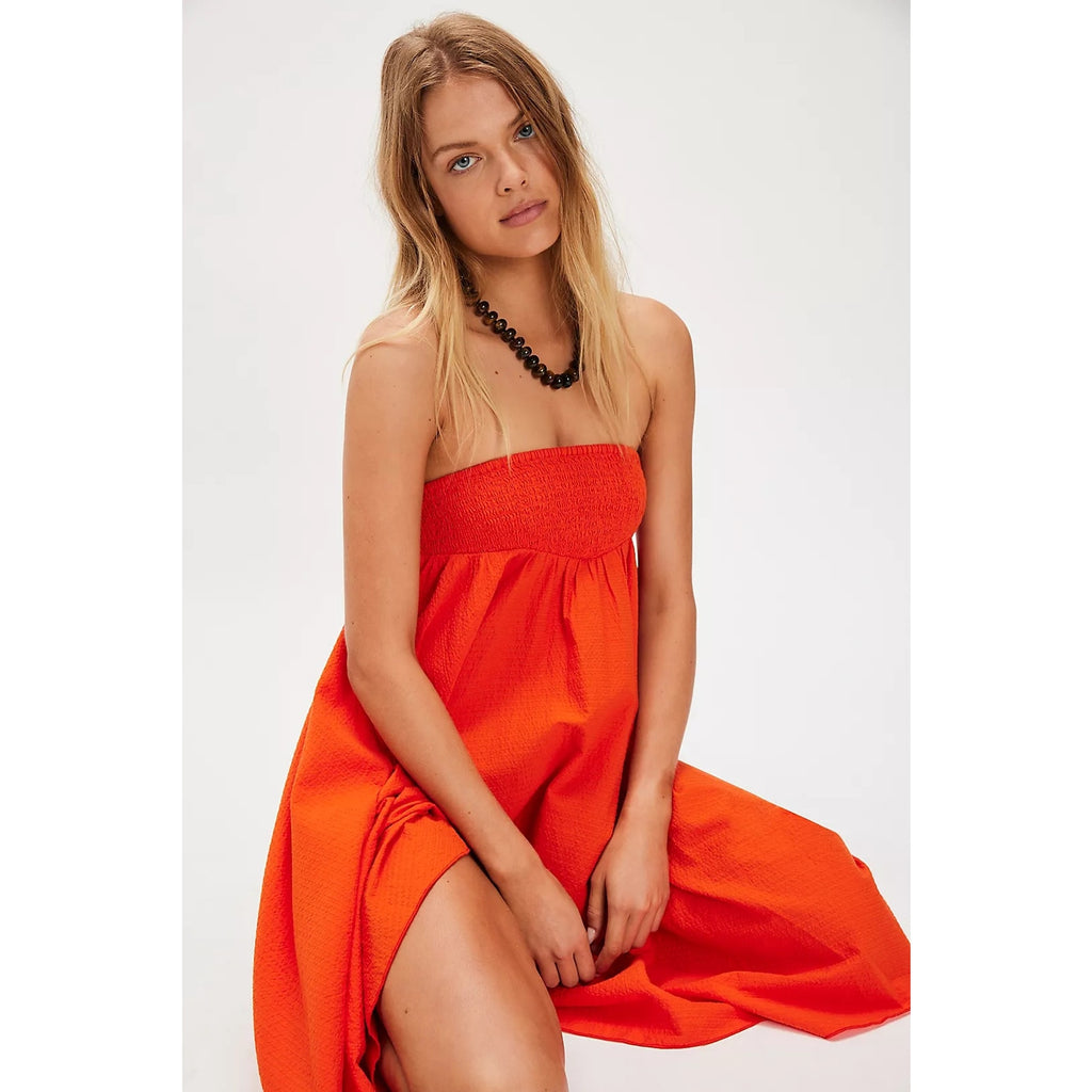 FREE PEOPLE Braveheart Solid Set Orange Convertible Skirt Dress Free People
