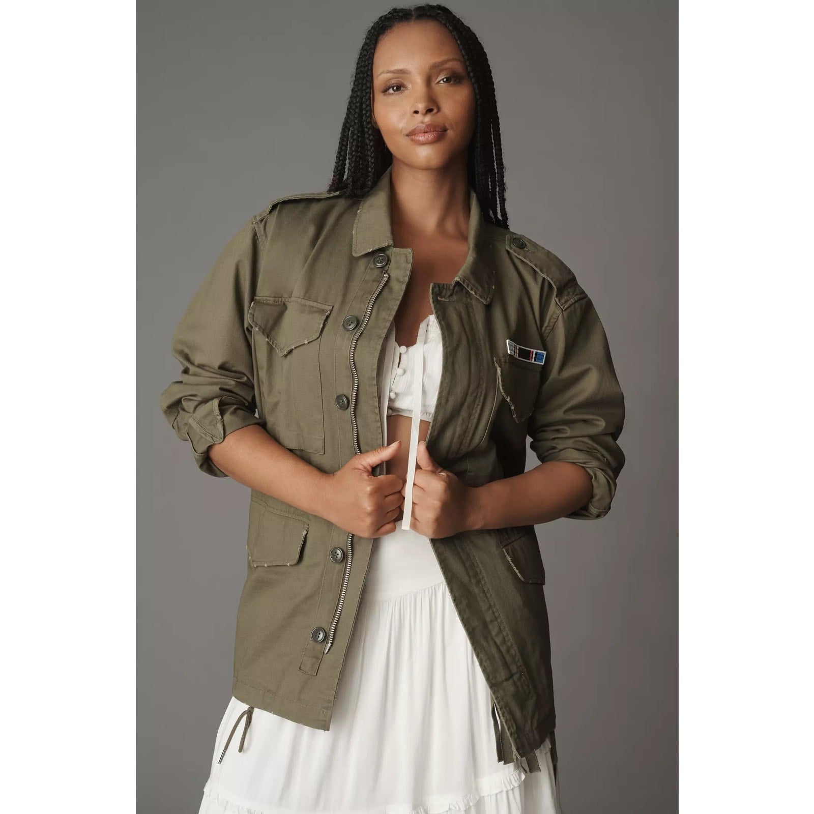 New Anthropologie by Pilcro Cotton Utility Jacket $178 X-Small (S) Olive Green