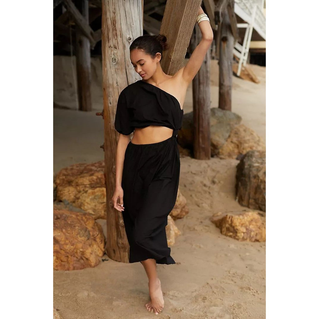 New Anthropologie Stateside One-Shoulder Twist Maxi Dress $188 X-SMALL Black