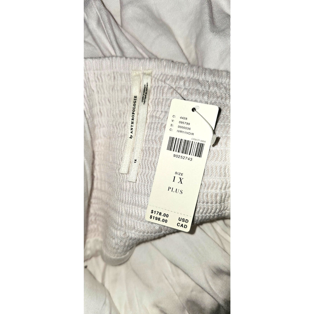 Anthropologie Sleeveless Square-Neck Linen Button Wrap Midi Dress 1X Anthropologie