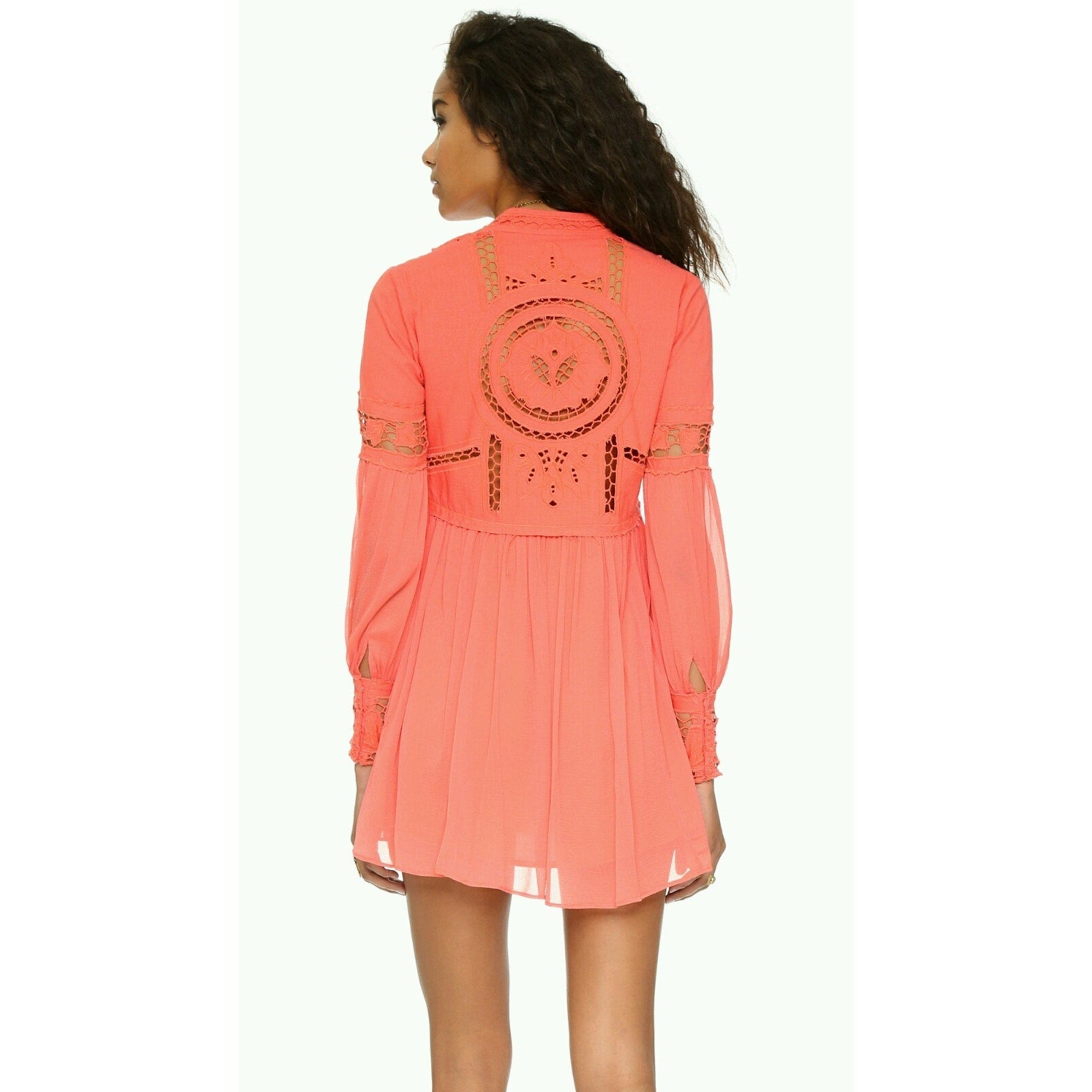 NEW Free People Coral In Dreamland Cutout Mini Dress Size XS Retails for $168