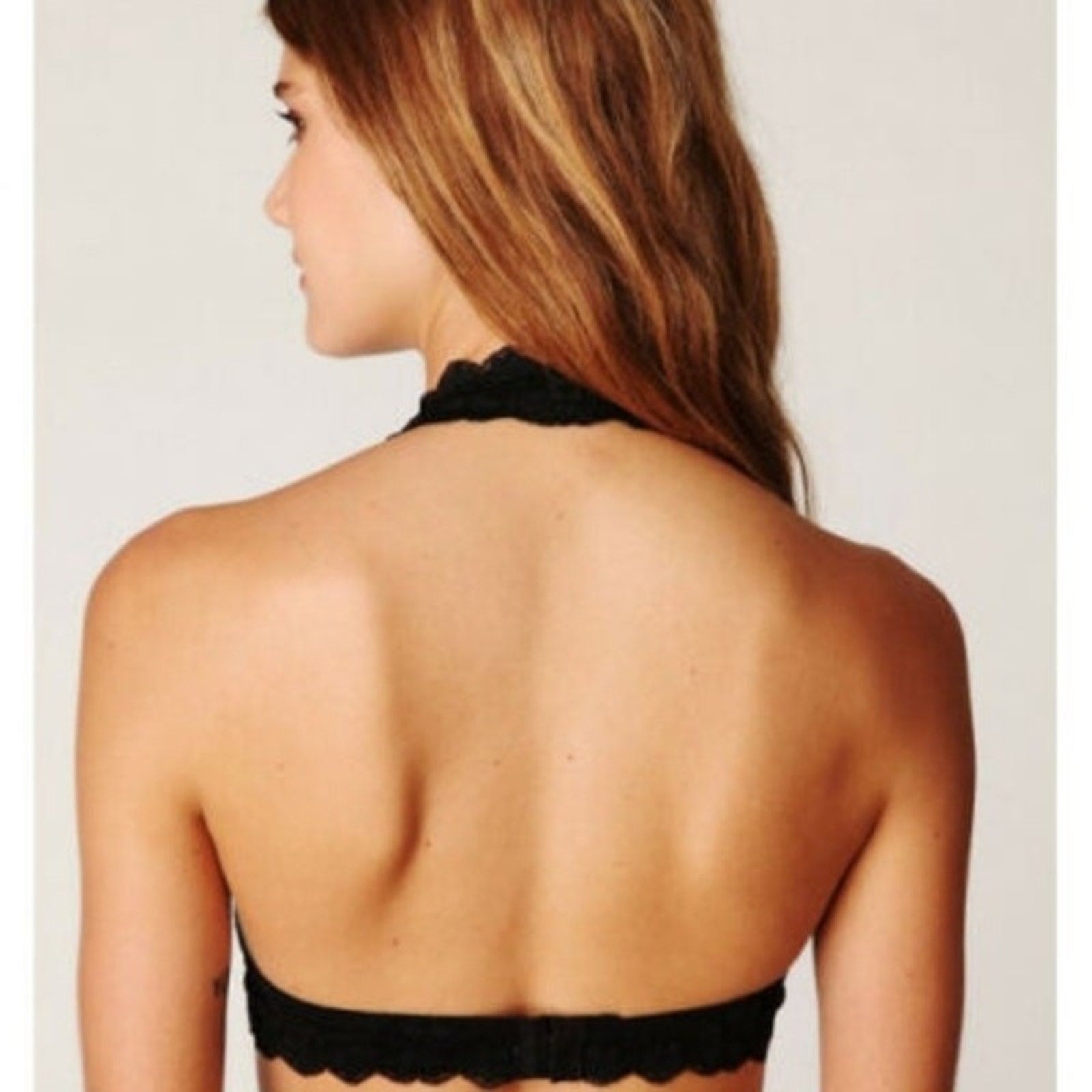 New Free People Galoon Lace Halter Bra $38 Black Sz X-Small