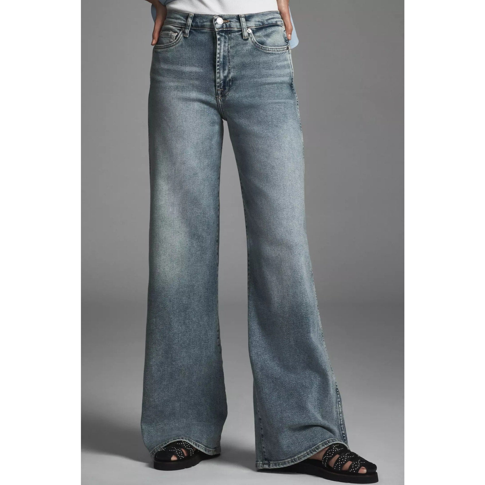 Anthropologie All Mankind Lotta Mid-Rise Wide-Leg Jeans