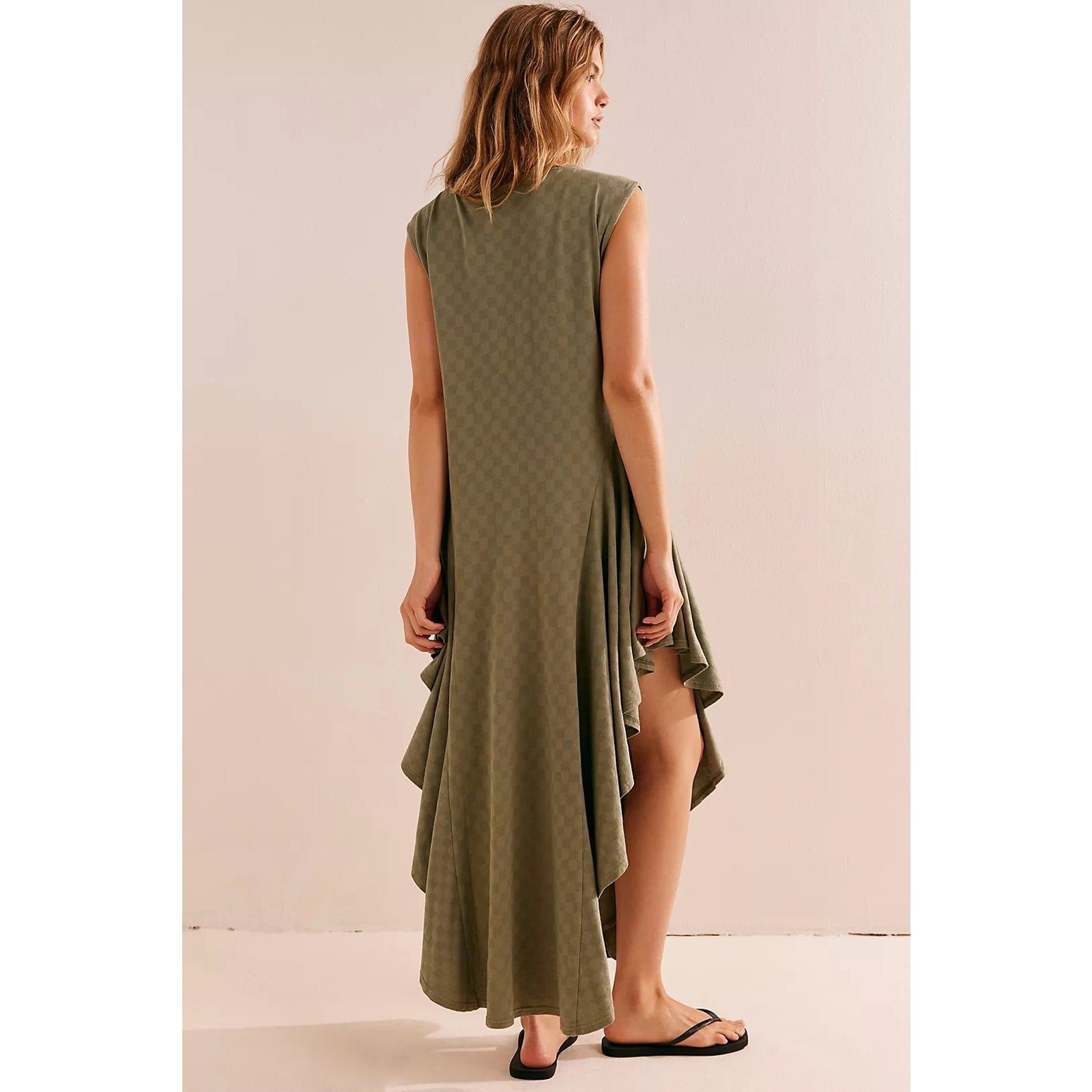 New Free People FP BEACH Mia Midi ASSYMETRICAL $98 SMALL Crystal Kelp - Green