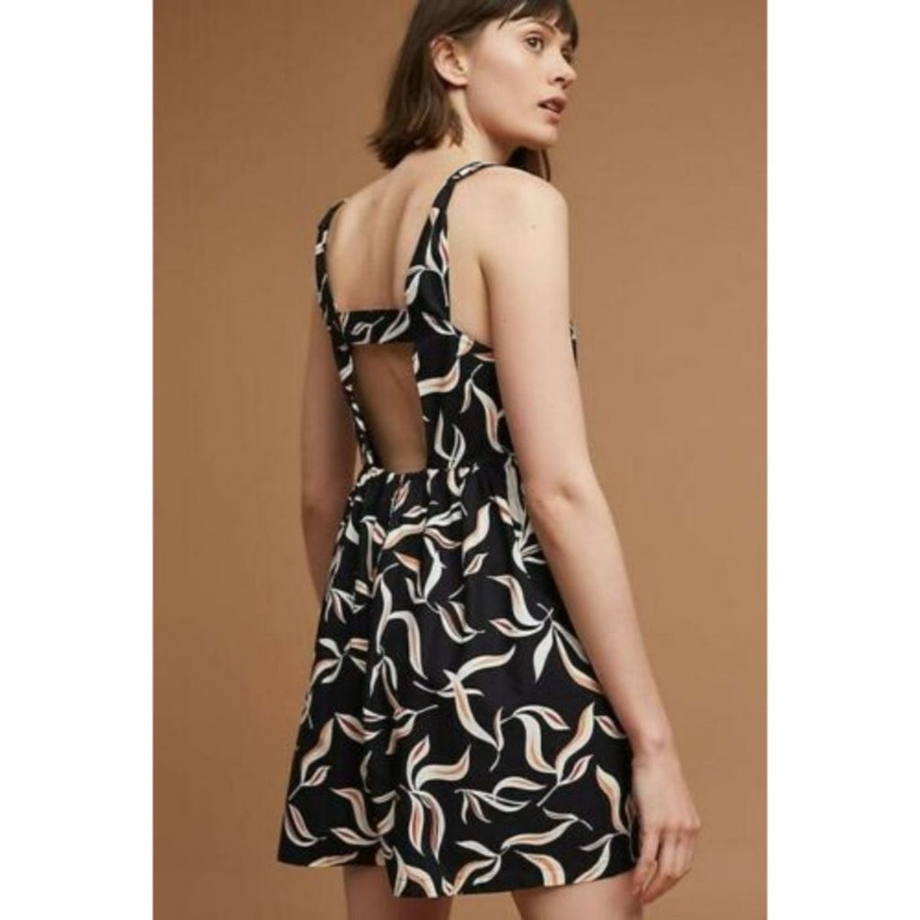 New Anthropologie x Hei Hei Palma Leaf Print Romper $118 Size Small Black