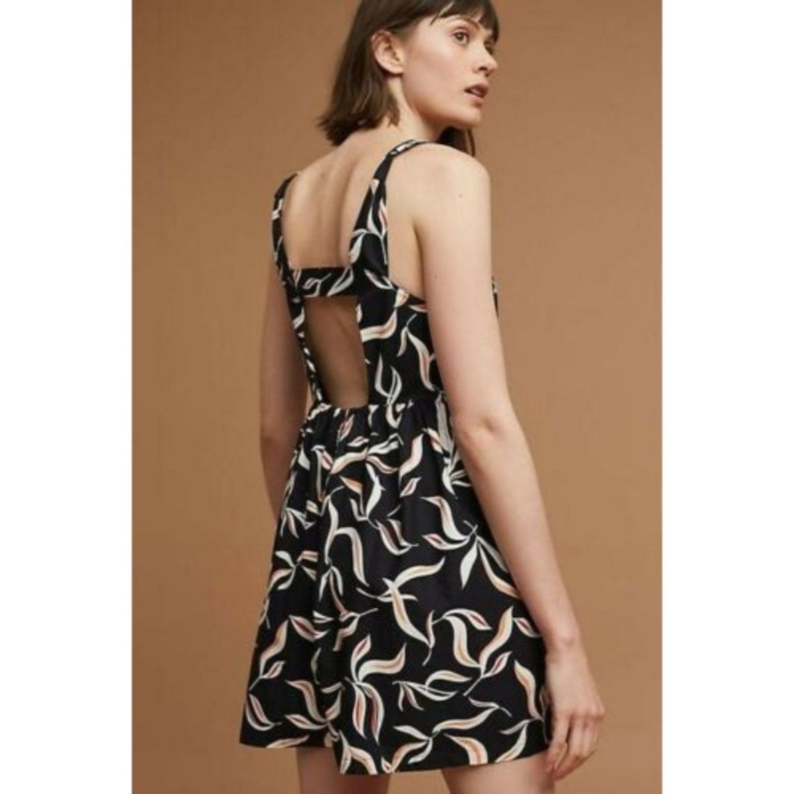 New Anthropologie x Hei Hei Palma Leaf Print Romper $118 Size Small Black