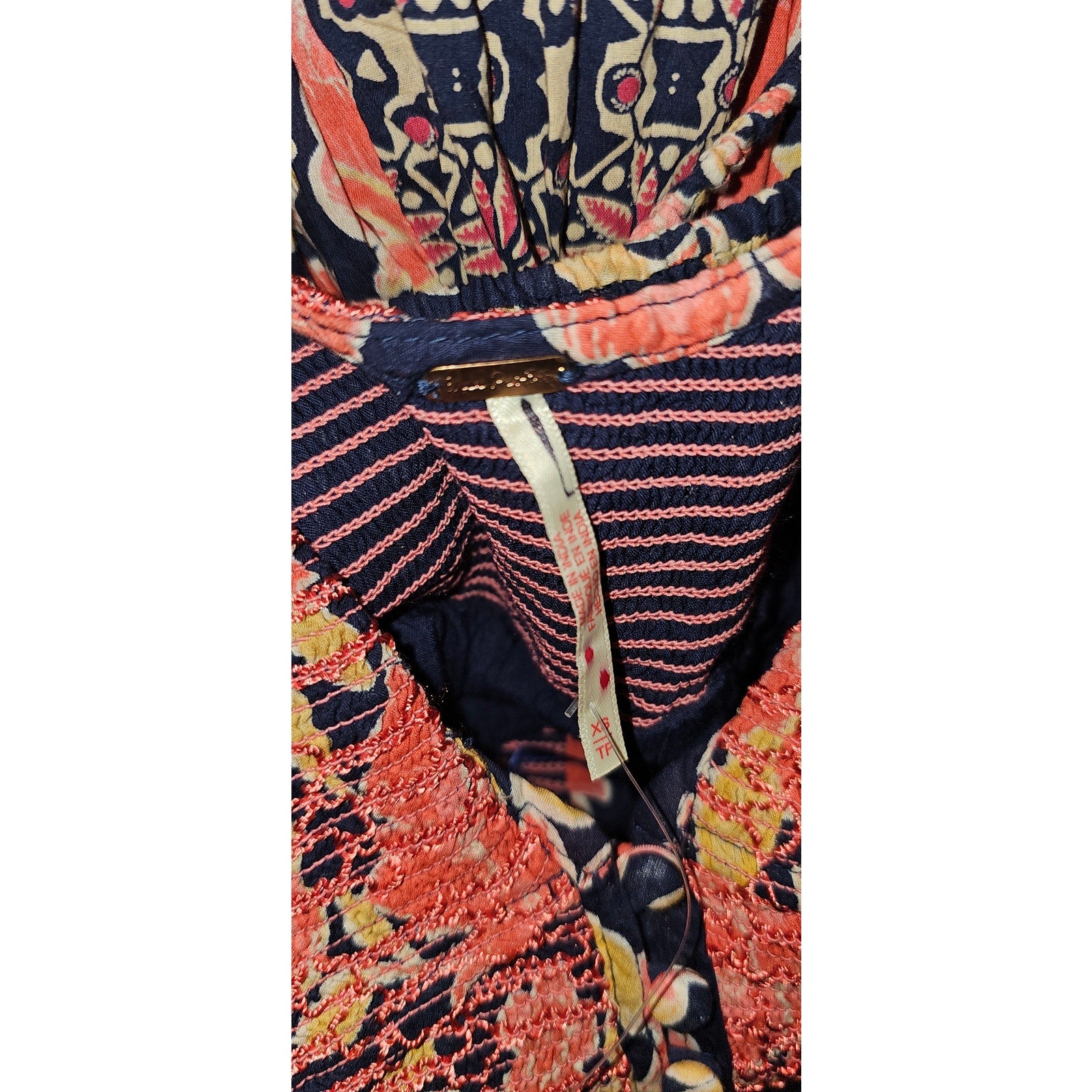New Free People A New Way Floral Maxi Dress $168 X-SMALL Navy Combo Smocked