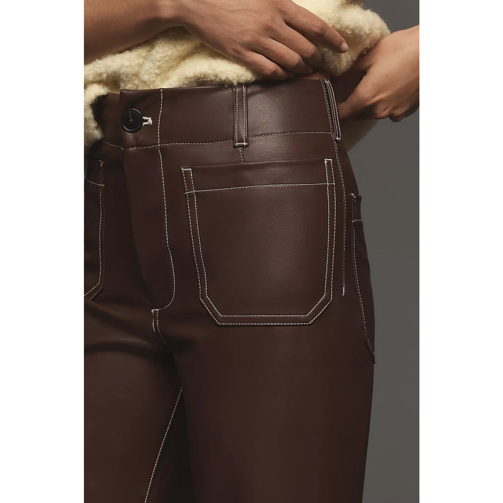 Anthropologie The Colette Cropped Wide-Leg Pants by Maeve Faux-Leather SZ 31