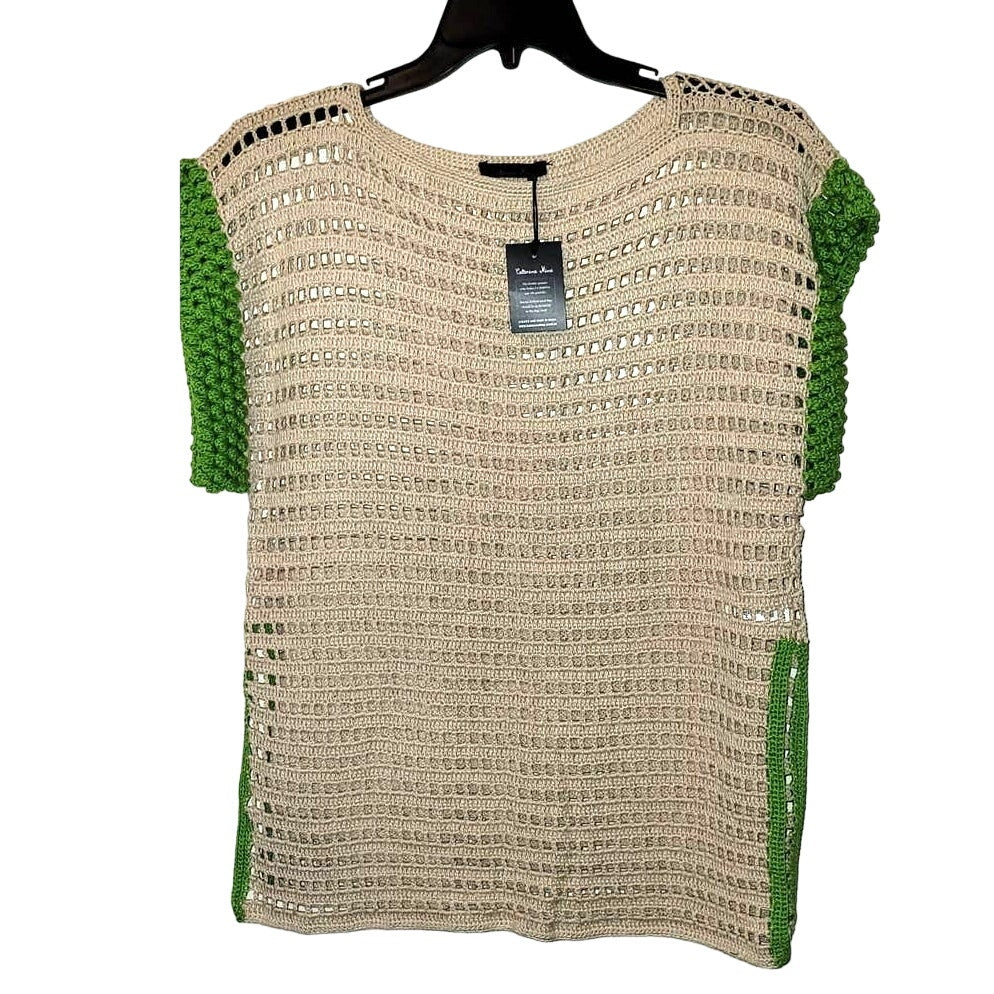 New Catarina Mina Crochet Top ONESIZE Beige Green Handmade Crochet