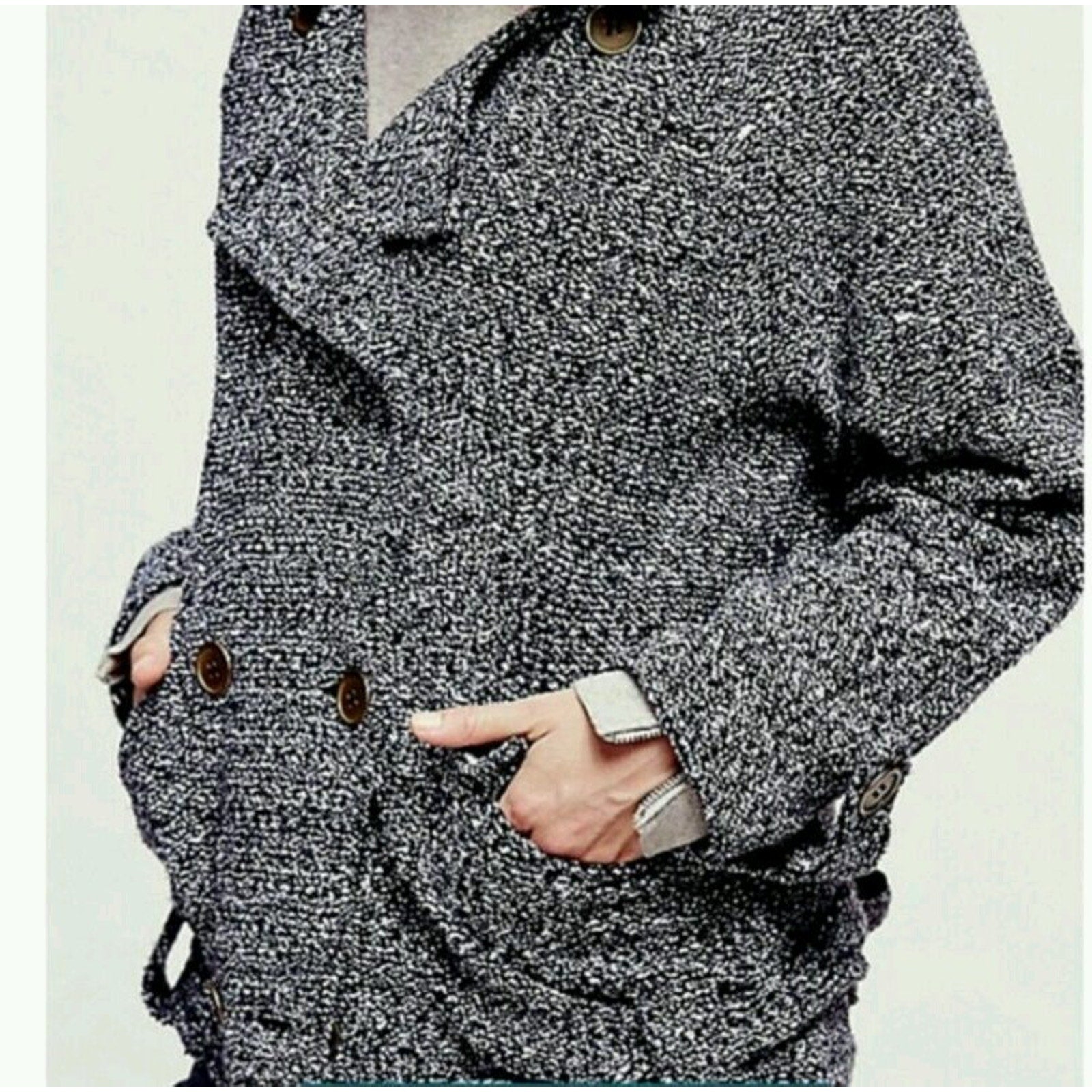 NEW Free People Slouchy Moto Jacket Black Combo Size XS Double Breasted Buttons