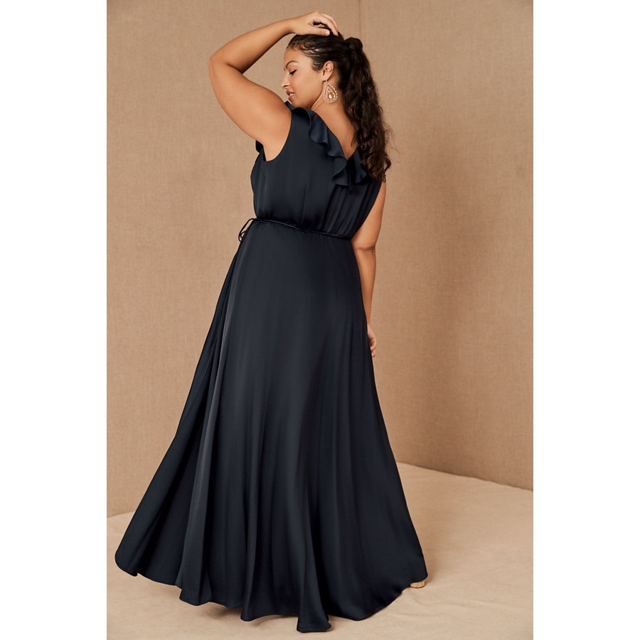 New Anthropologie BHLDN Tansy Satin Maxi Dress Sachin and Babi $220 SIZE 12 Navy