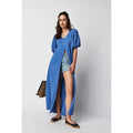 New Free People Jen's Pirate Booty Paraguay Button Maxi Gown $252 MEDIUM Blue