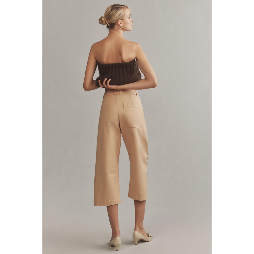 Anthropologie Maeve Curved Cropped Chino Pants $148 SIZE 14 Khaki