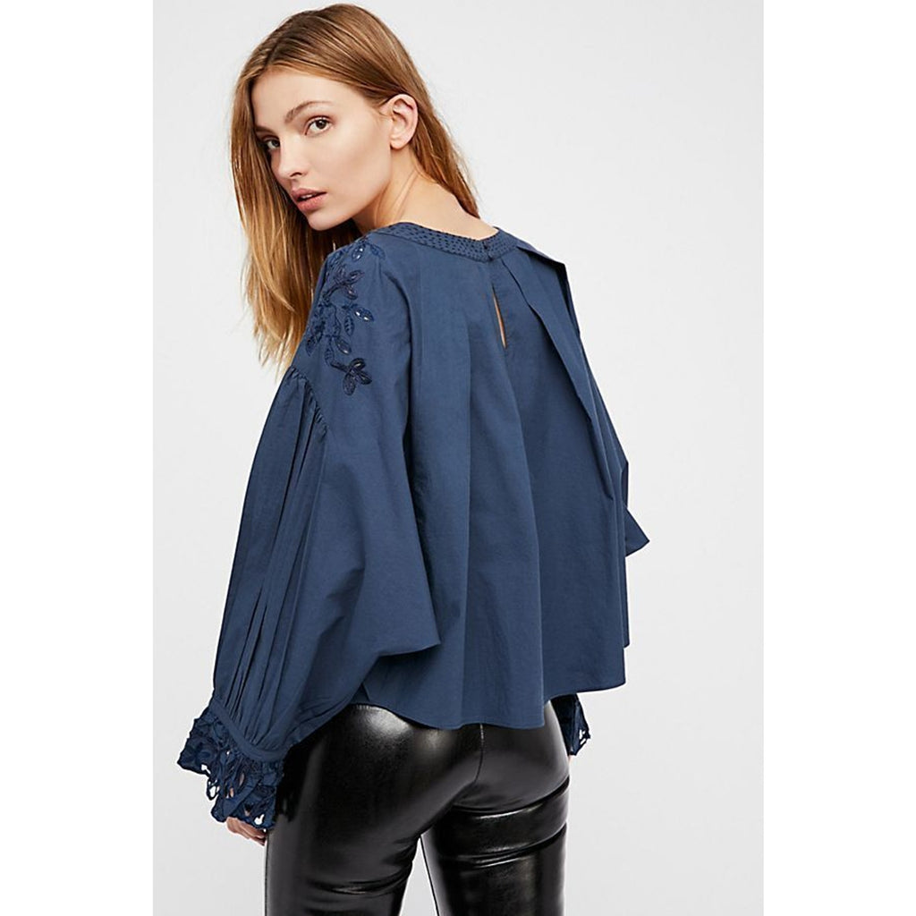 Free People Wishing  Well Dolman Sleeve Embroidered Blouse