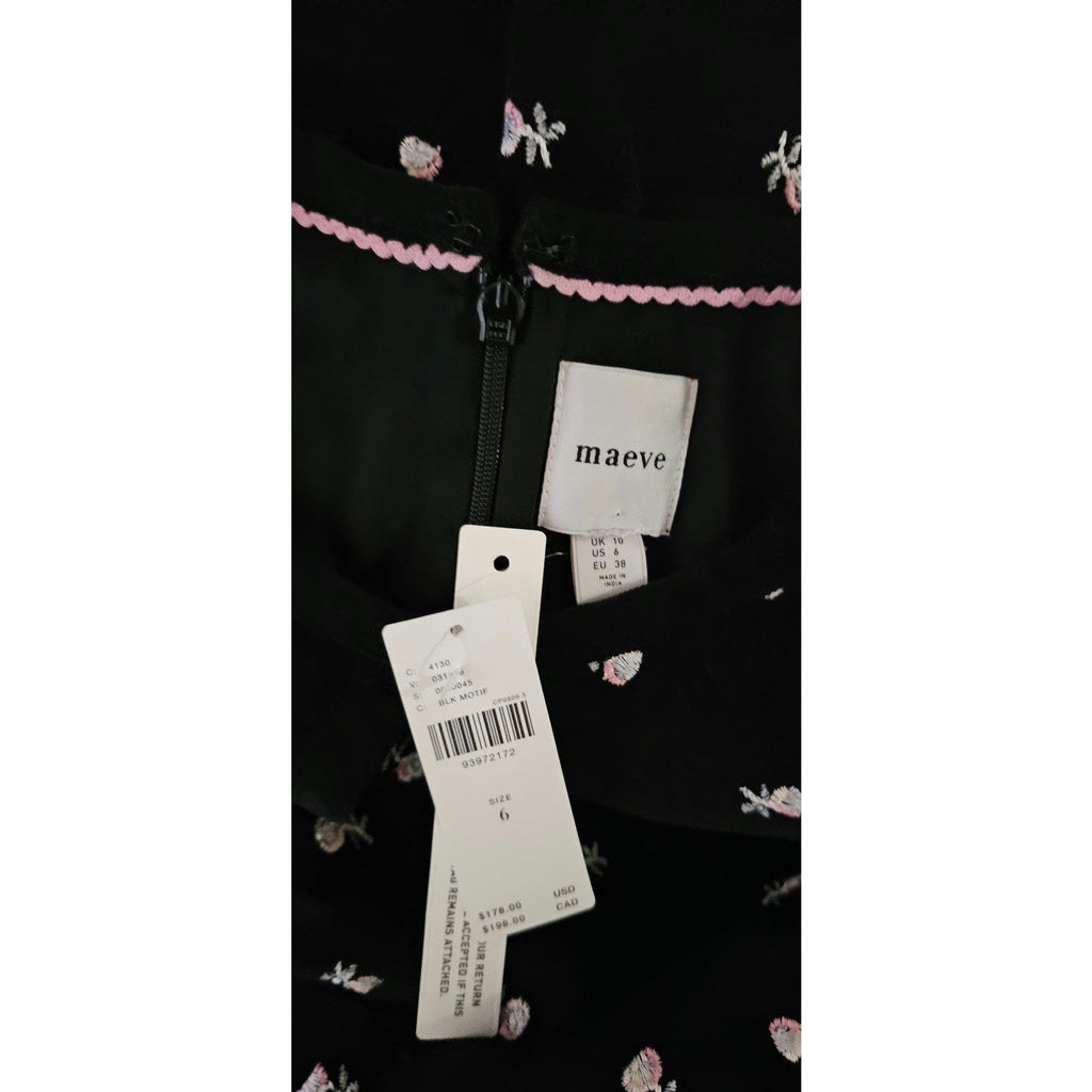Anthropologie Maeve Puff-Sleeve Keyhole Embroidered Mini Dress $178 Sz 6