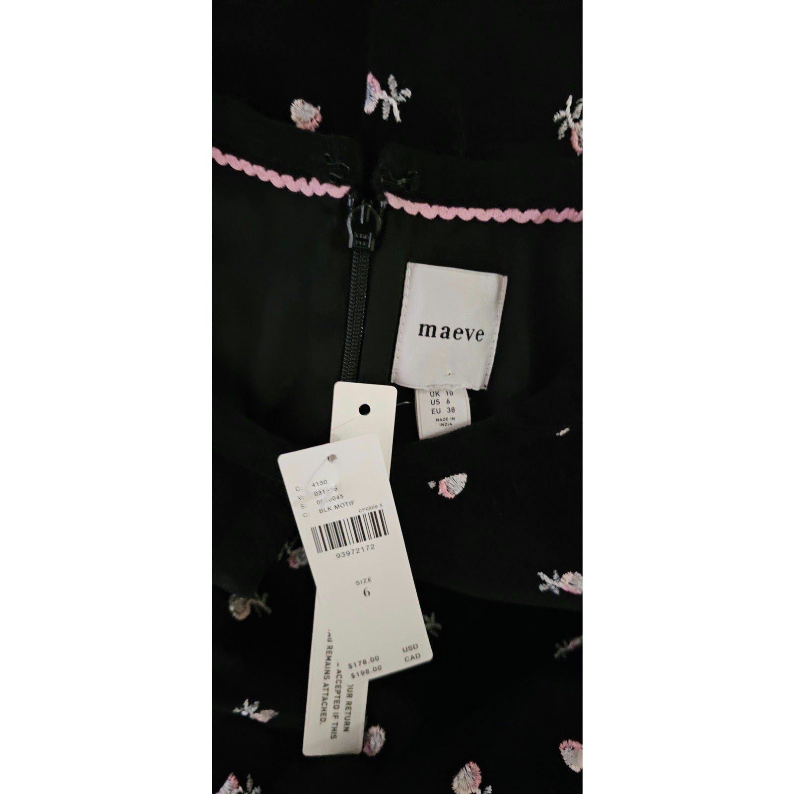 Anthropologie Maeve Puff-Sleeve Keyhole Embroidered Mini Dress $178 Sz 6