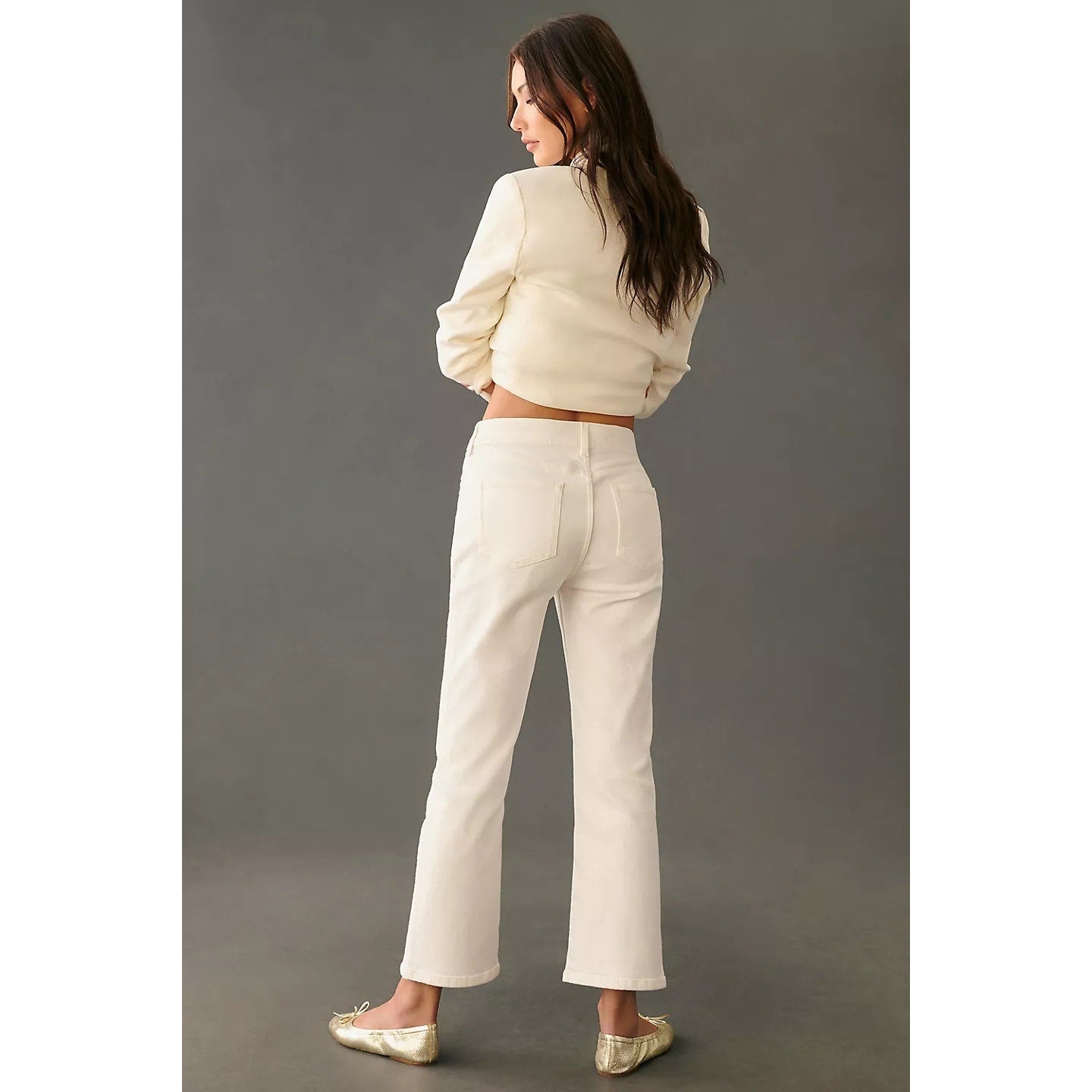 New ANTHROPOLOGIE The Yaya Mid-Rise Crop Flare Jeans by Pilcro $148 WHITE 23T