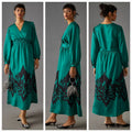 New Anthropologie Nikasha Embroidered Satin Dress $260 XXS Green