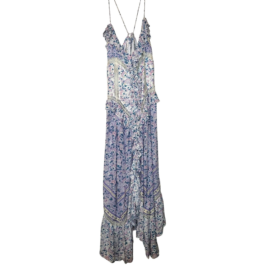 Free People Canyon Moon Maxi Top X-SMALL Boho Floral Lace Ruffled Free People