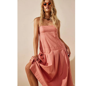 Free People In My Town Pleated Midi Dress FREE-EST $108 X-SMALL Canyon Clay