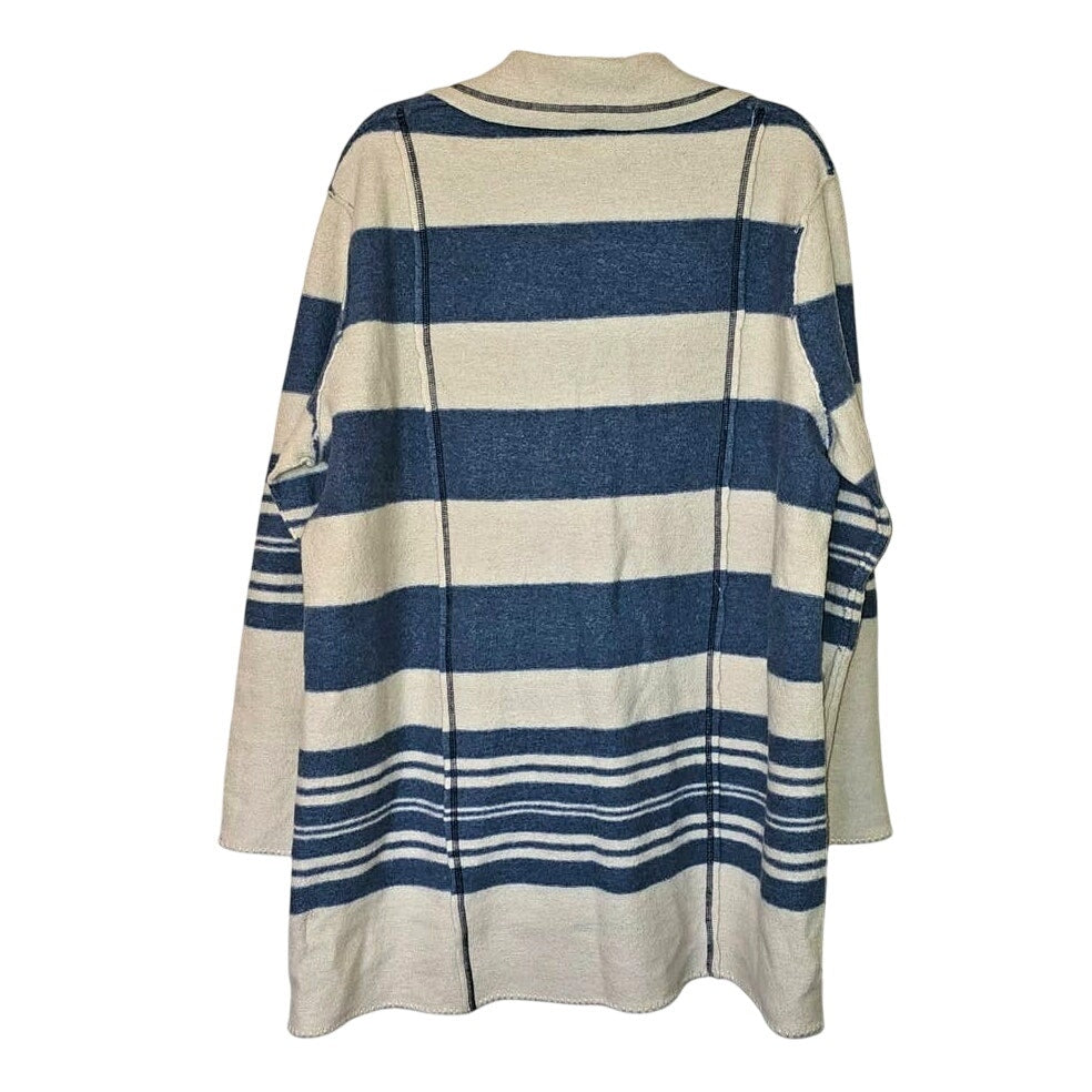 New FREE PEOPLE We The Free Acadia Cardi WOOL $368 XS/S Blue & Cream
