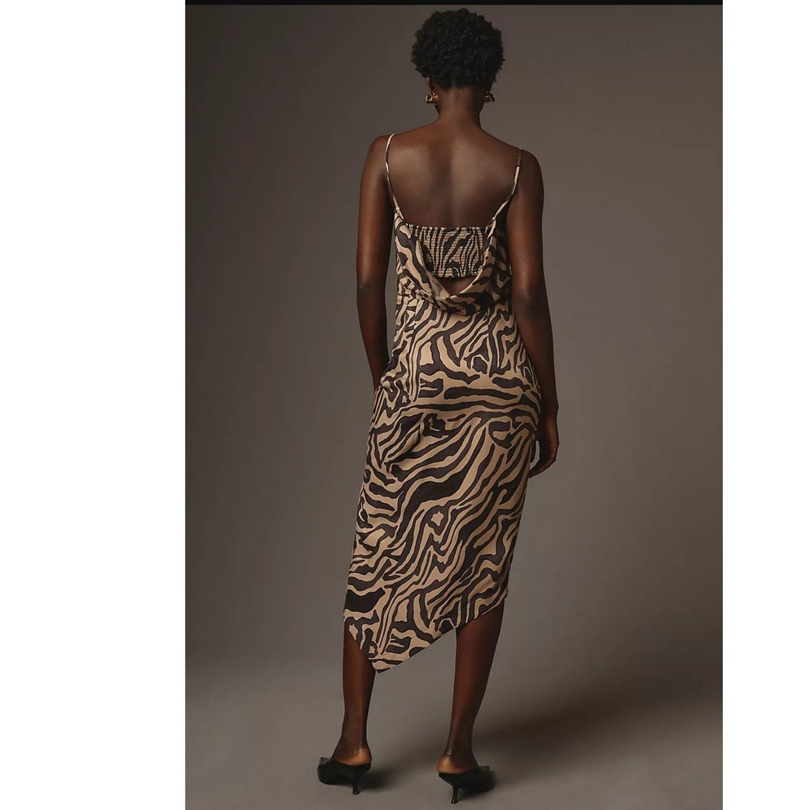 Anthropologie Sleeveless Draped-Back Asymmetrical Slip Midi Dress $168 SZ 14