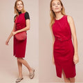 NEW Anthropologie Adria Moss Belted Corduroy Mini Dress $168 Size 6 Red