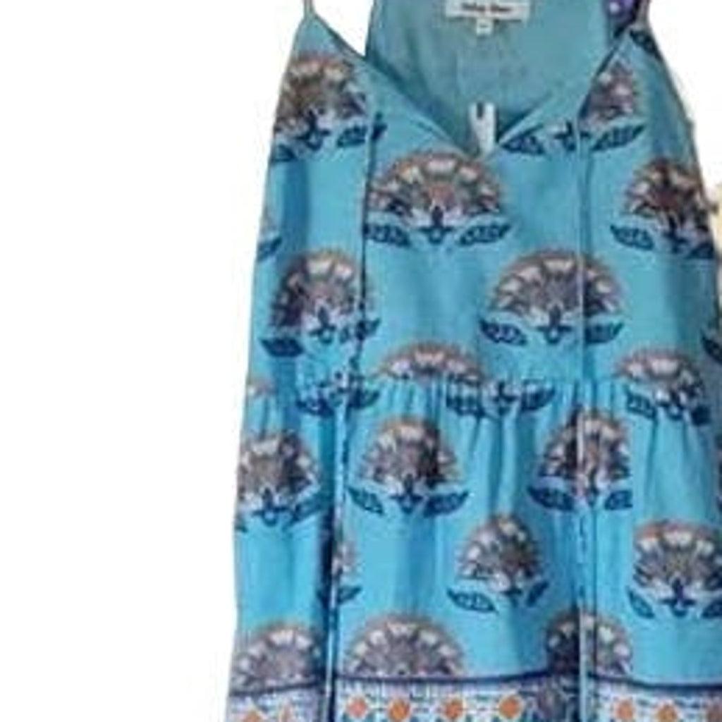 New Anthropologie Celina Moon Harriet Maxi Dress $199 SMALL Boho Blue Tasseled