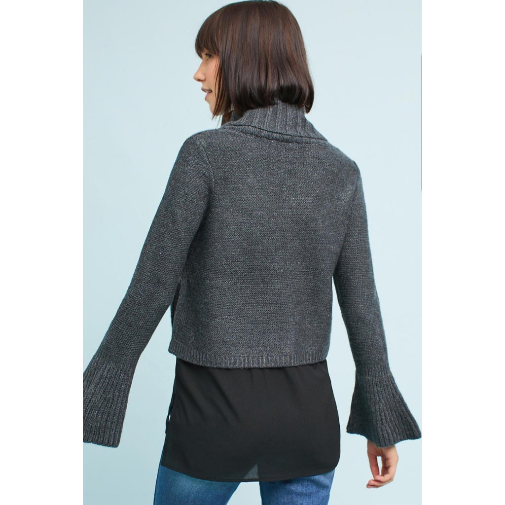 New Anthropologie Grey Taylor Bell Sleeve Pullover Sweater by Moth Size Small