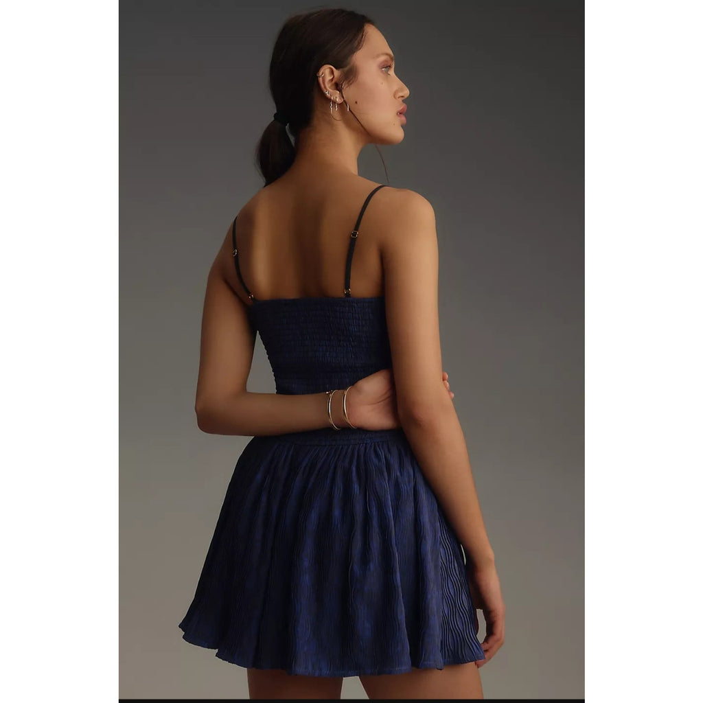 Anthropologie Hutch Sleeveless Drop-Waist Romper $168 MEDIUM Blue