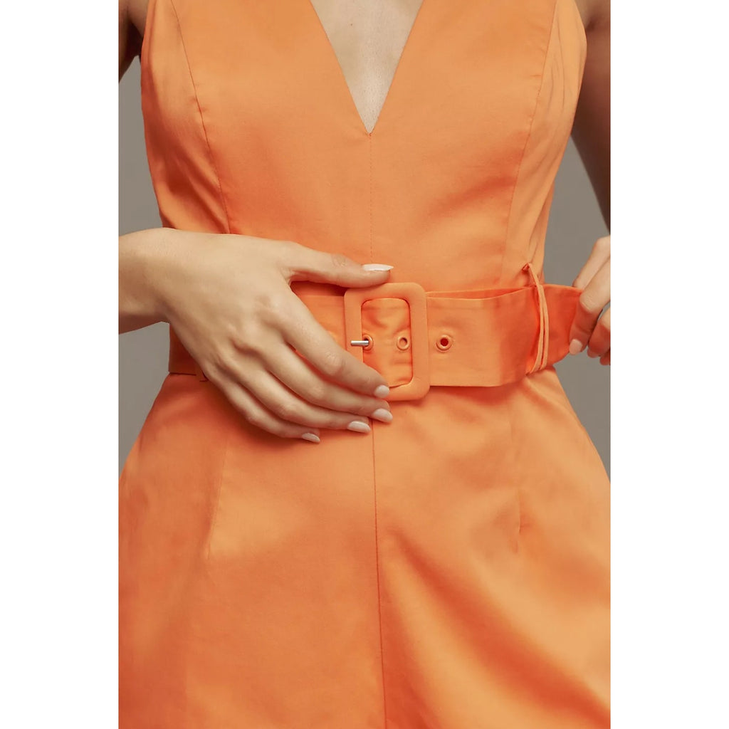 Anthropologie Hutch Belted V-Neck Romper