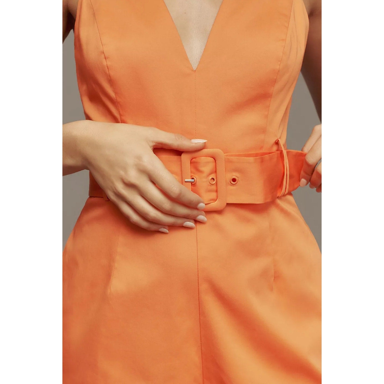 Anthropologie Hutch Belted V-Neck Romper