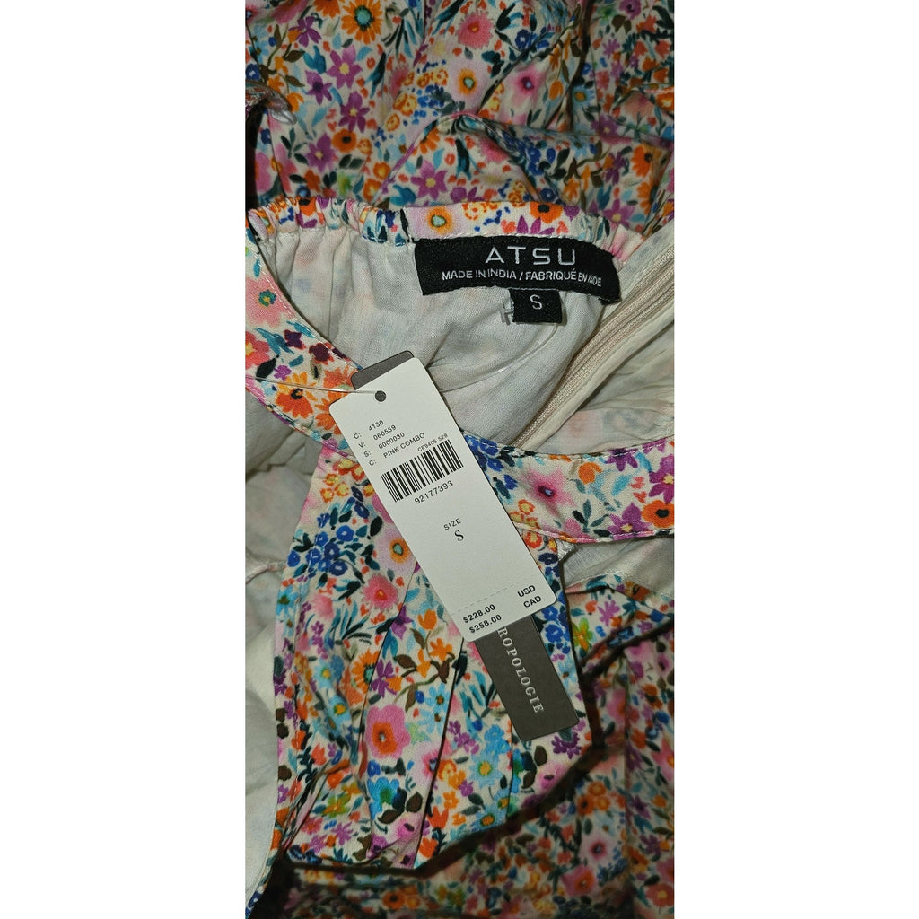 Anthropologie Atsu Halter Bow-Back A-Line Midi Dress $228 SMALL Pink