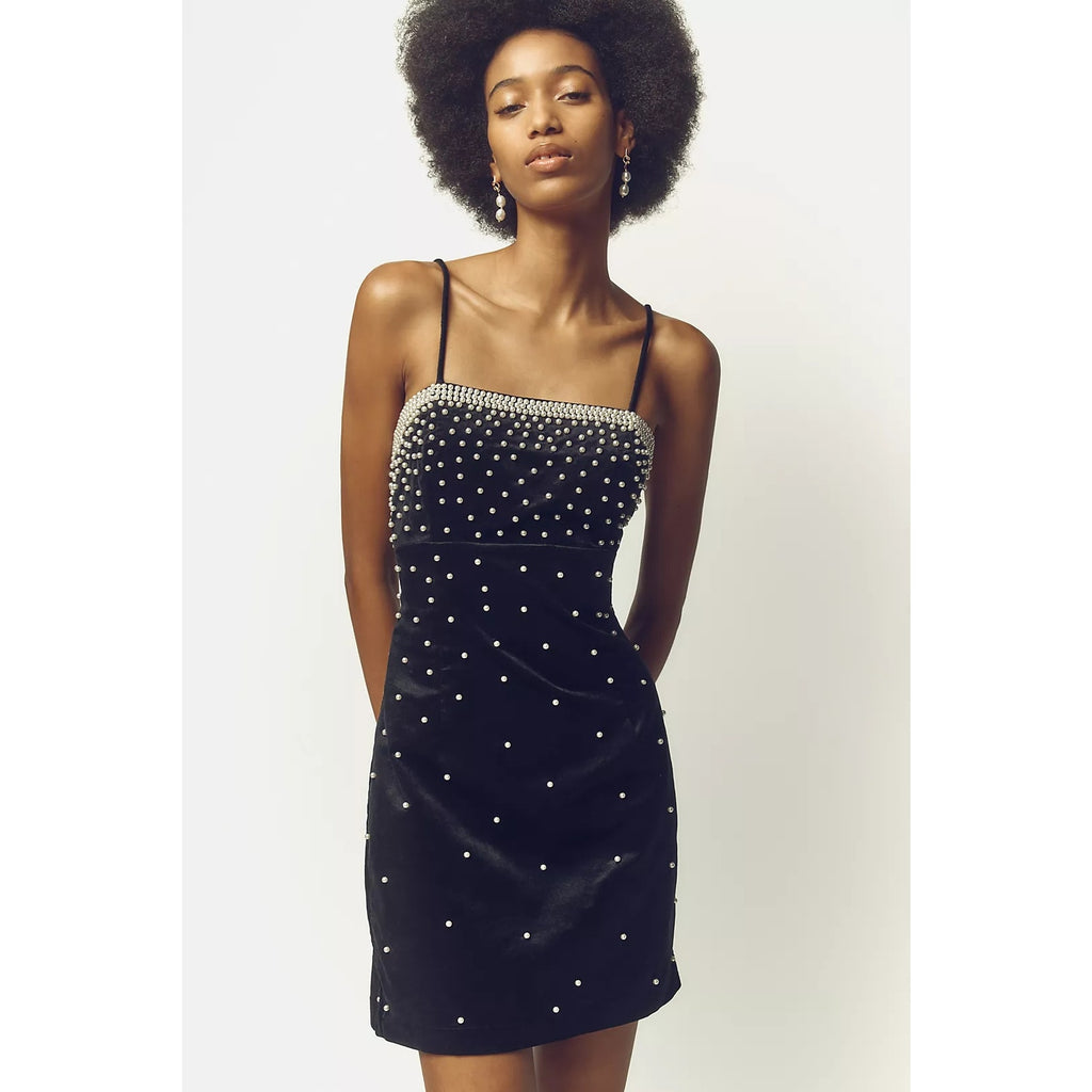 Anthropologie Brynne 3D Spaghetti-Strap Dress by Maeve: Pearl Edition Size 4