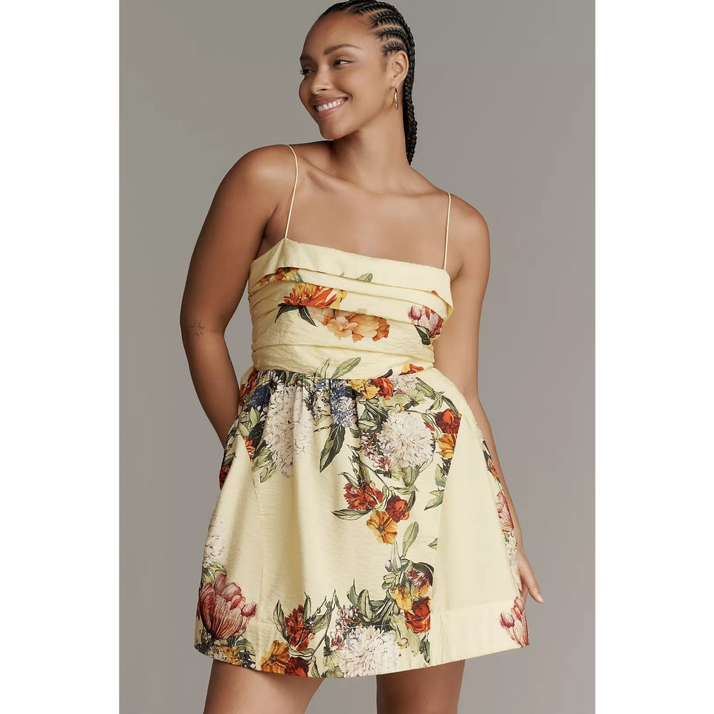 Anthropologie Maeve Sleeveless Fit & Flare Mini Dress PLUS 1X Yellow Anthropologie