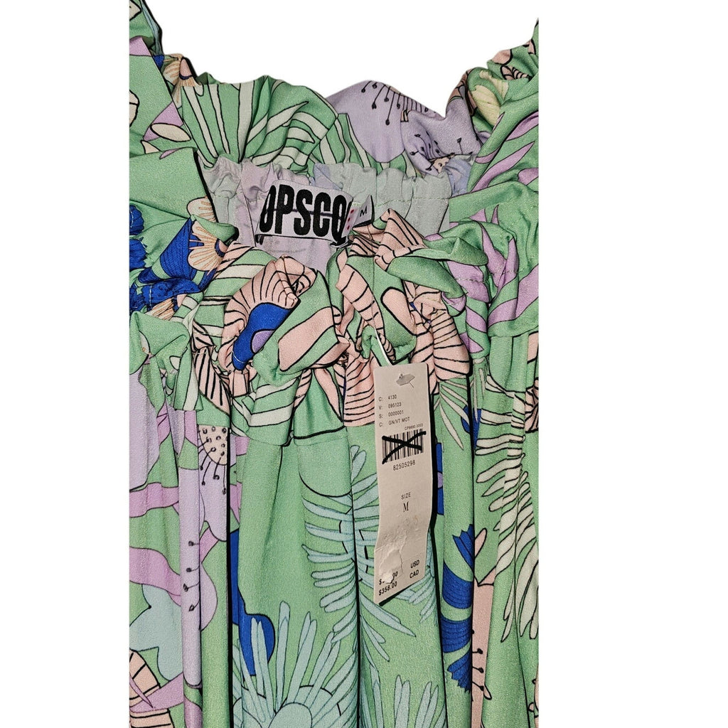 ANTHROPOLOGIE Oopscool Off-The-Shoulder Floral Midi Dress MEDIUM Green Anthropologie
