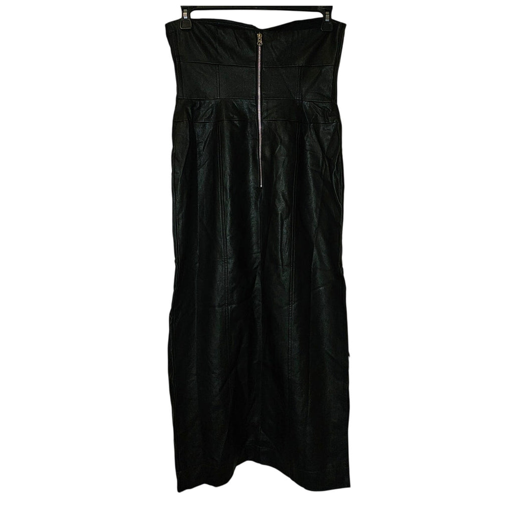 New Free People Mira Faux Leather Midi Dress $168 SIZE 0 Black