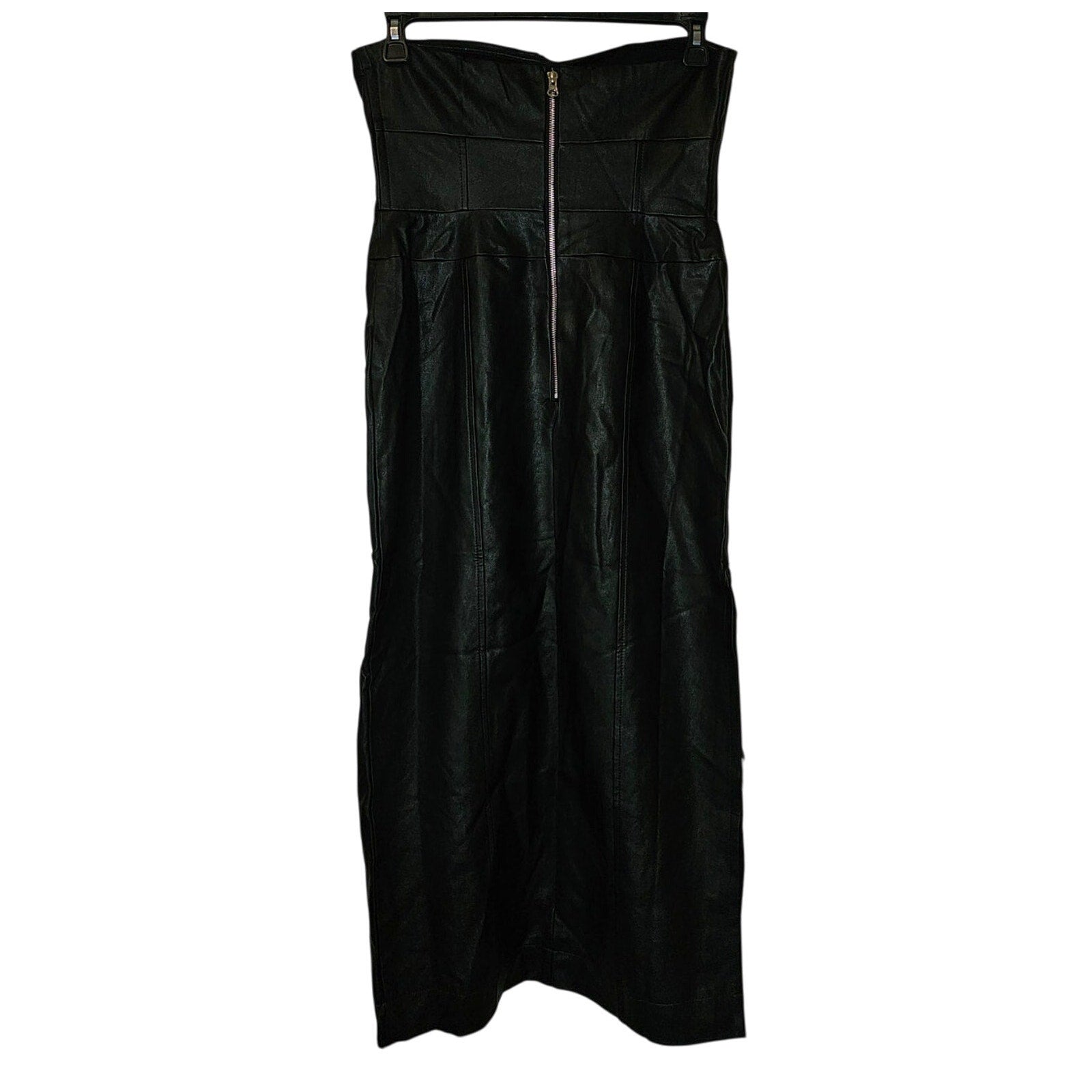 New Free People Mira Faux Leather Midi Dress $168 SIZE 0 Black