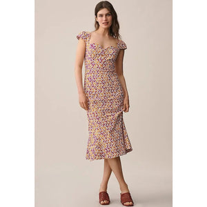 Anthropologie The Cecily Fit & Flare Sweetheart Dress Medium Purple