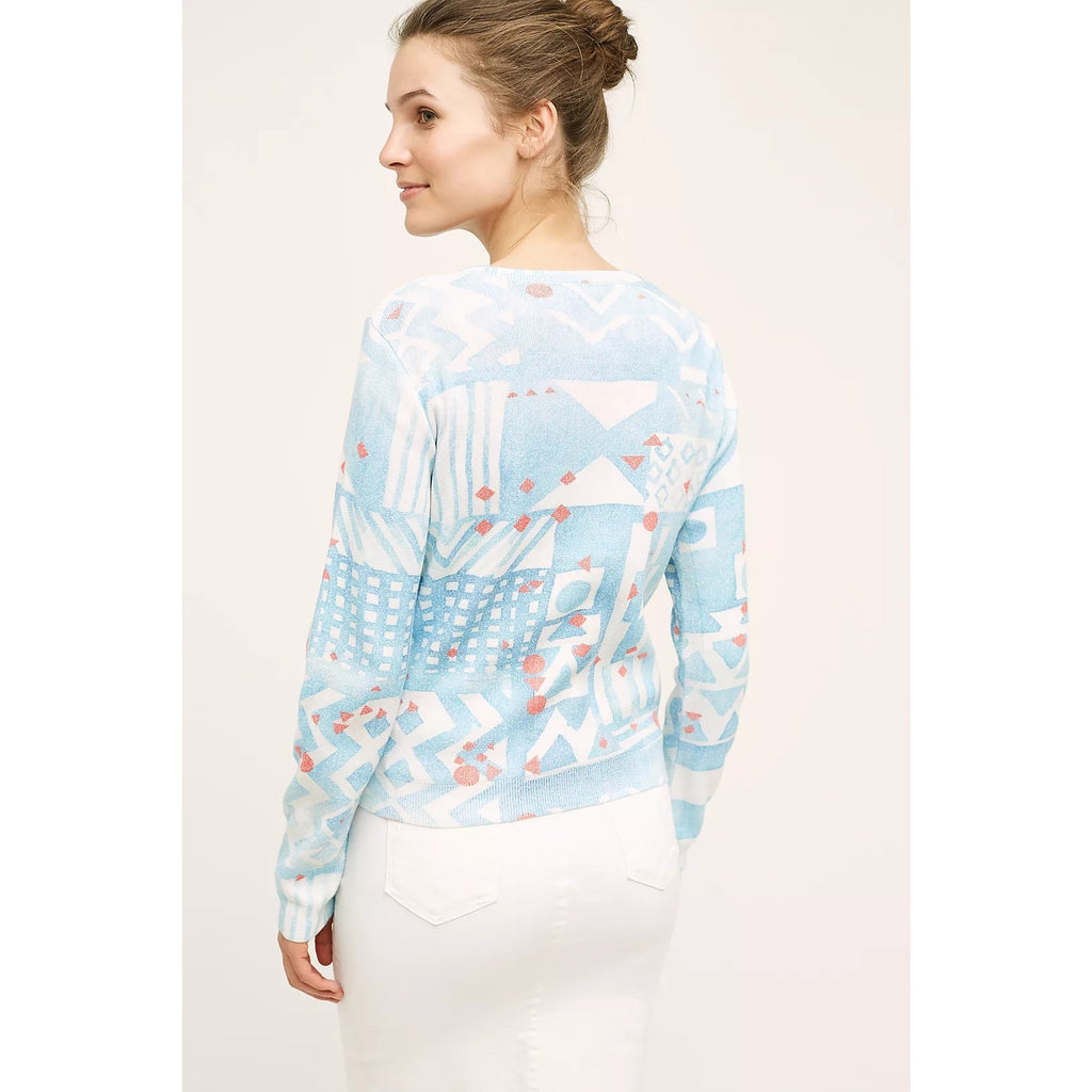 New Anthropologie MOTH Array Zip-Front Cardigan $128 SMALL PETITE SP Blue