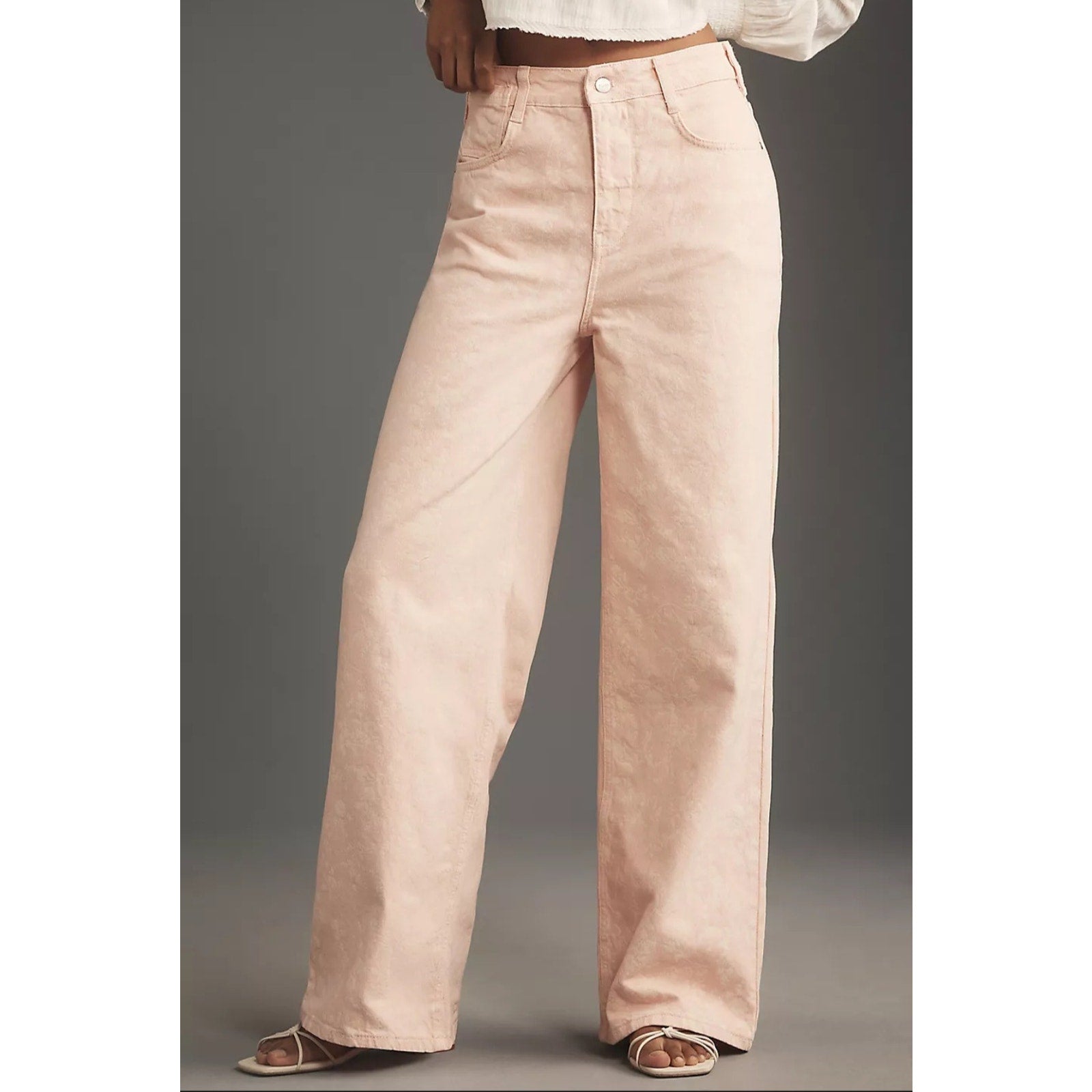 Anthropologie Pilcro Flocked A-Line High-Rise Wide-Leg Jeans $148 23 TALL